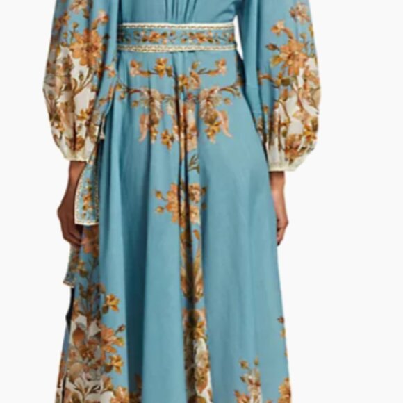 Zimmerman chintz wrap midi dress blue size 2 - Picture 4 of 7